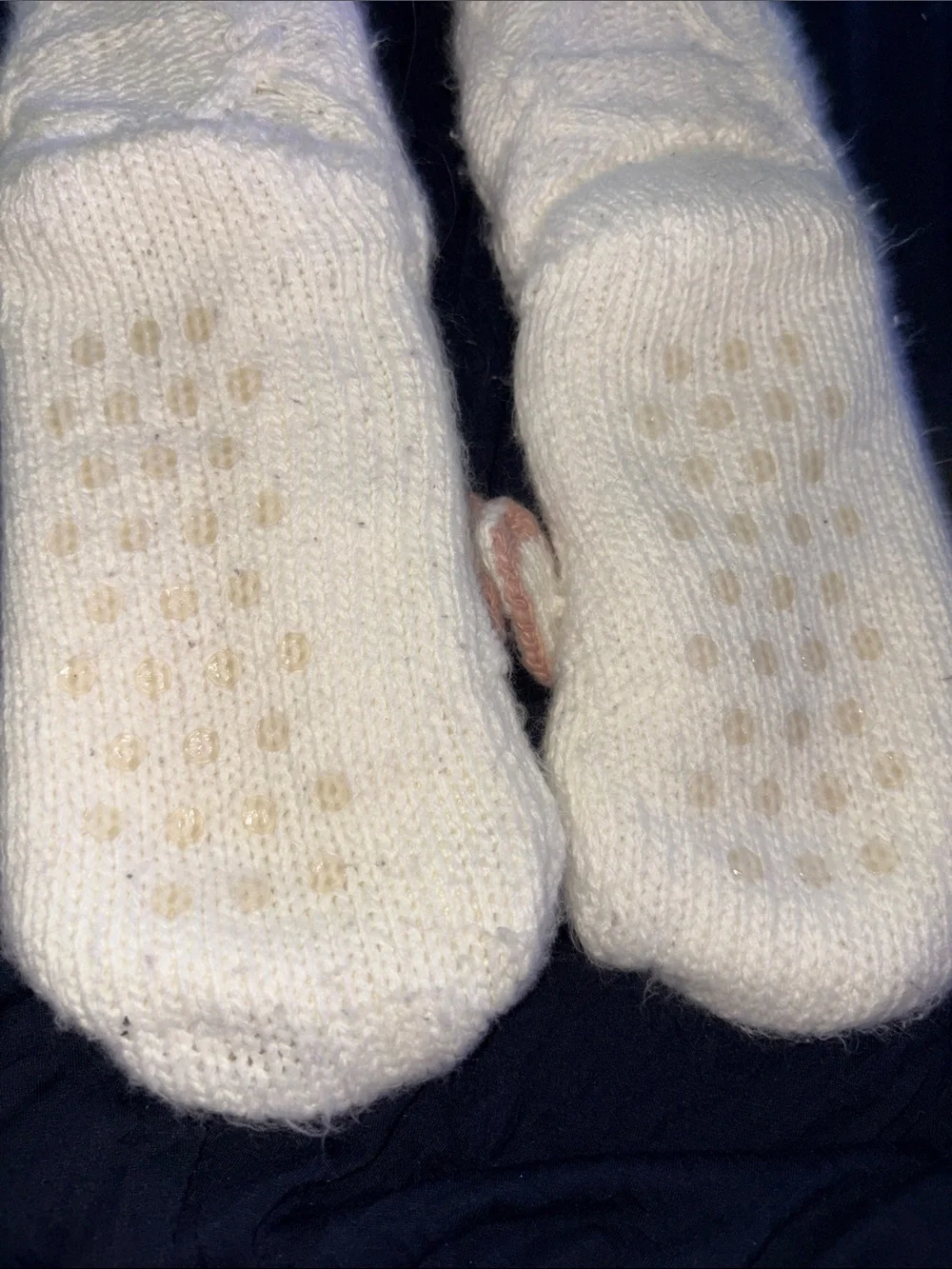 Cream Knit Cat Face Pet Socks with Bunny Ears